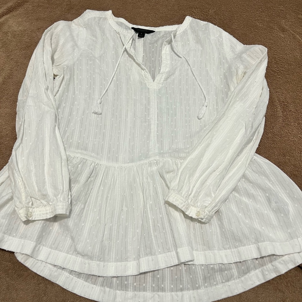 J. Crew White Textured Blouse